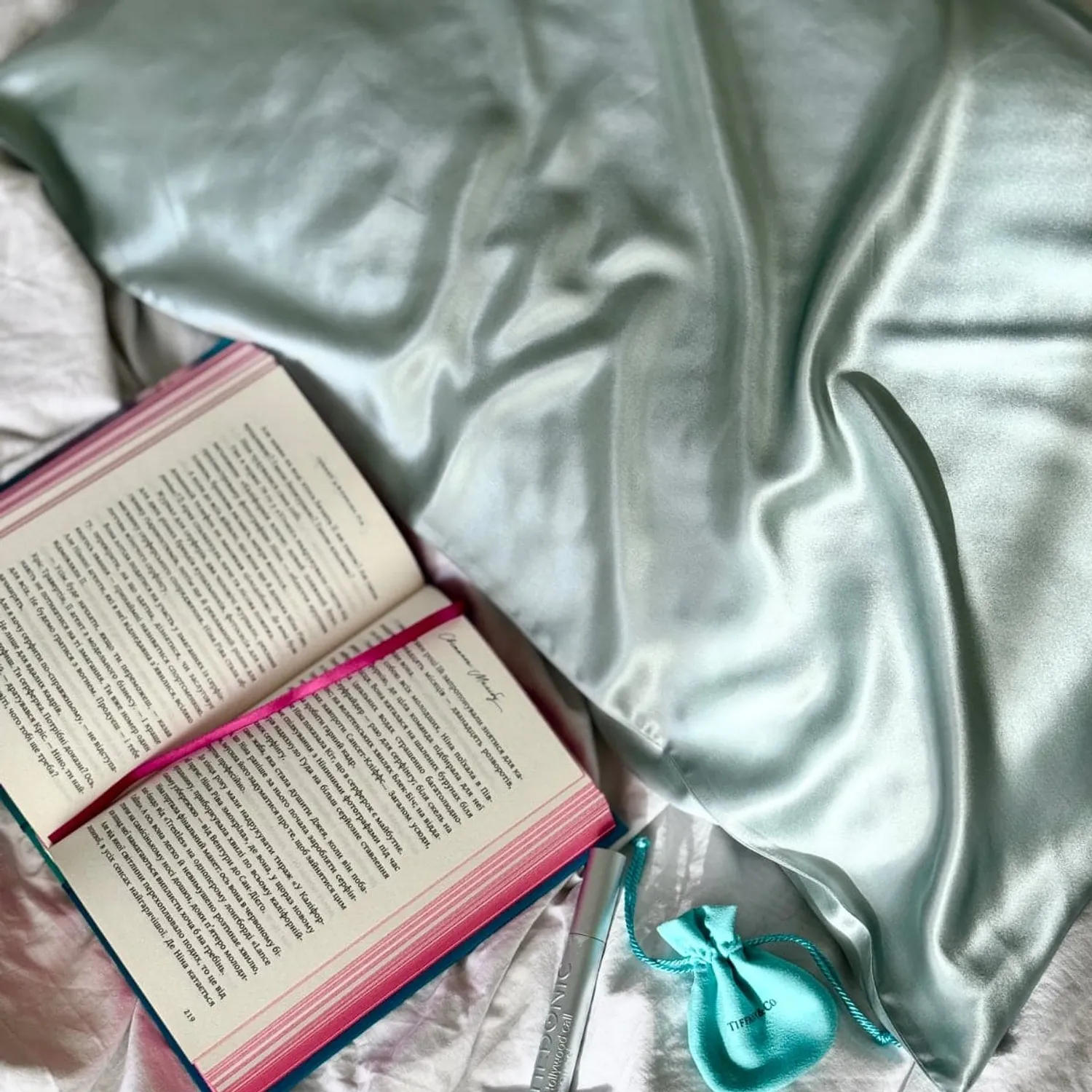 Шовкова наволочка Блакитна - фото 4